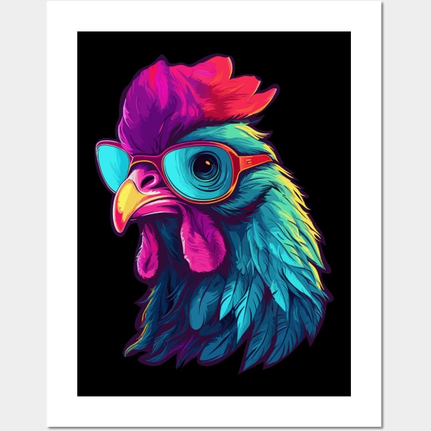 Pop Art Sunglasses Chicken Gifts Funny Chicken Wall Art by KsuAnn